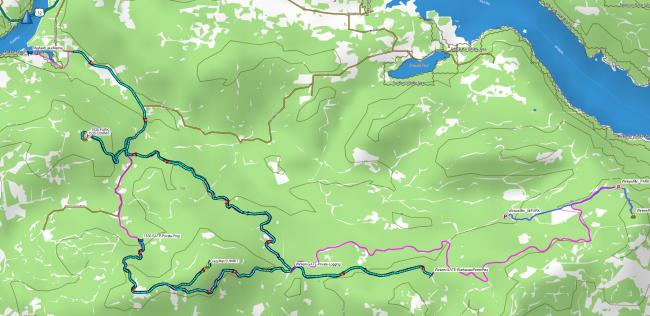 Attempted route for Winters. Gate locations shown Attempted route for Winters. Gate locations shown