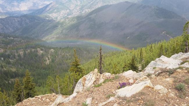 Rainbow from Stormy Mountain Summit