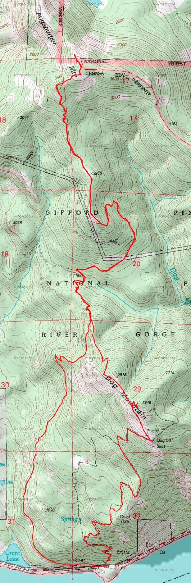 Augspurger Mtn Map - note Dog Mountain Trail is included