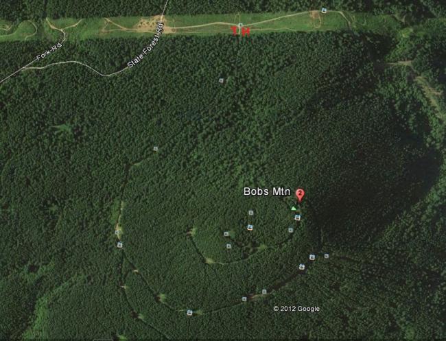 Image of Bobs Mountain - TH marks the trailhead area