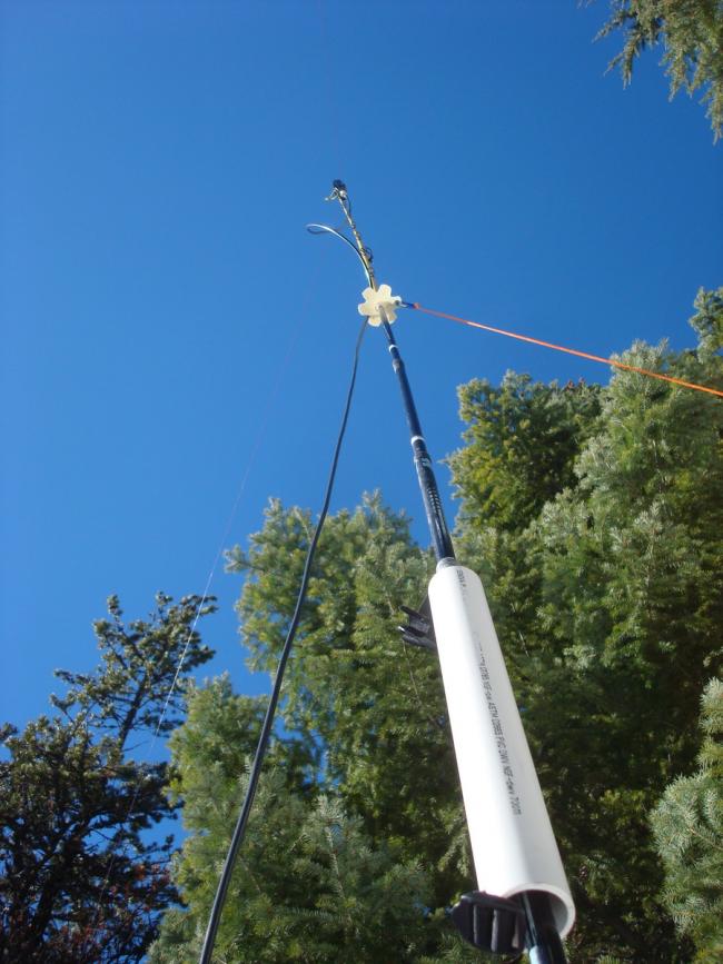 Ski pole antenna mast for a 20m dipole