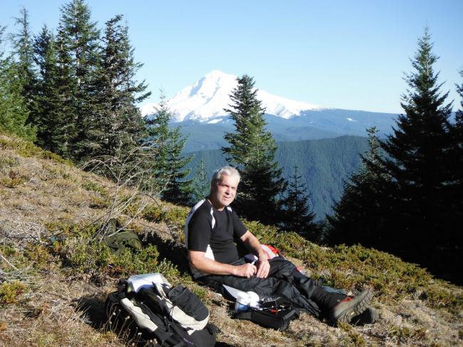 Operating with a view of Mount Hood