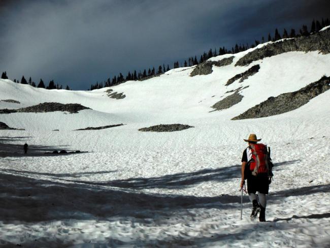 Unicorn Peak snowfield ascent