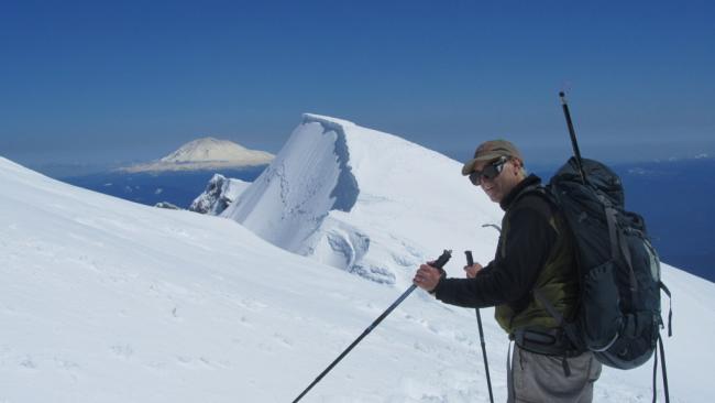 Usual climbers summit - Mount St. Helens - Mt. Adams behind