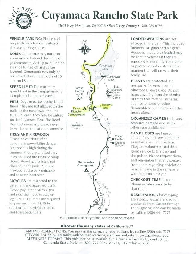 Access to Cuyamaca Rancho State park, California.