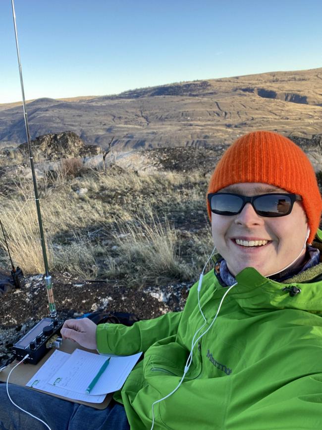 Me at the summit with my KX2 set up in my lap