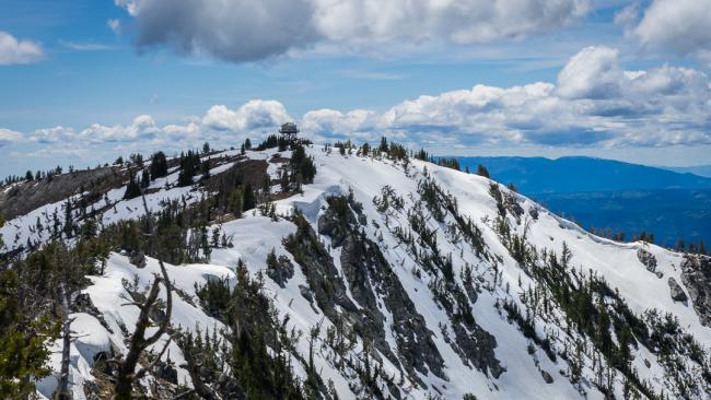 Fire lookout tower on mountaintop