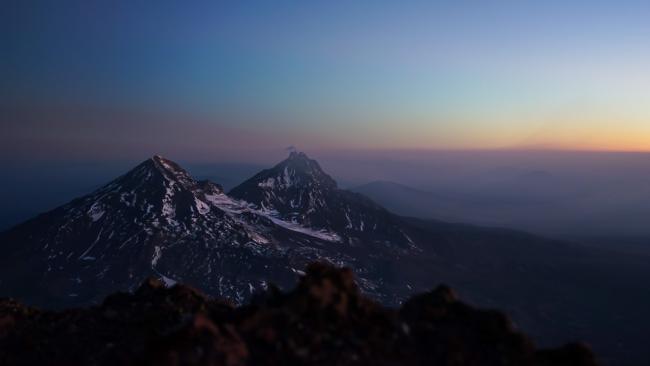 Middle and North Sister from the South Sister summit