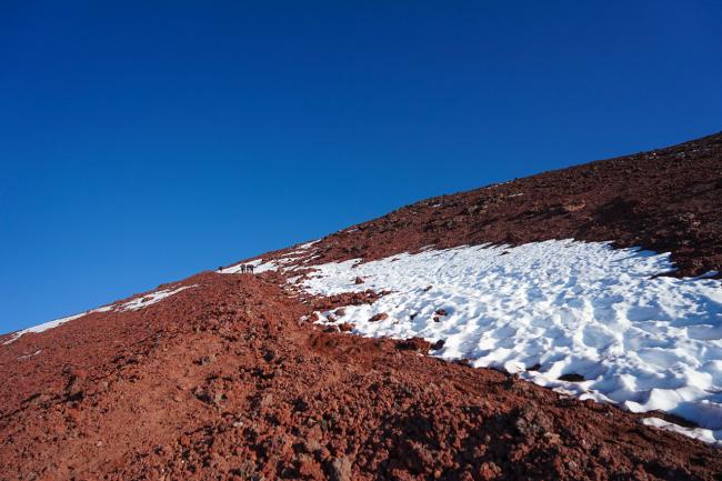 Looking back up the steep scree field. 