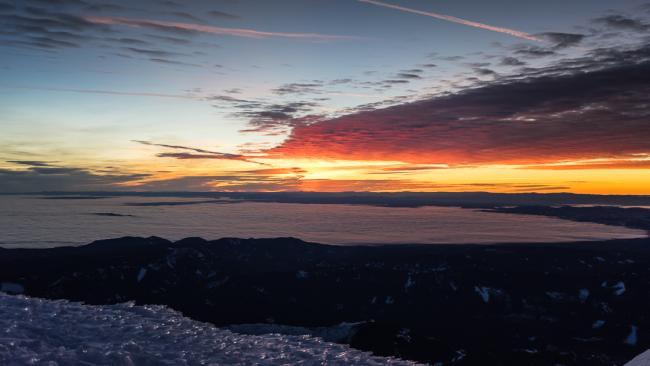 Sunrise looking east from Mt Hood