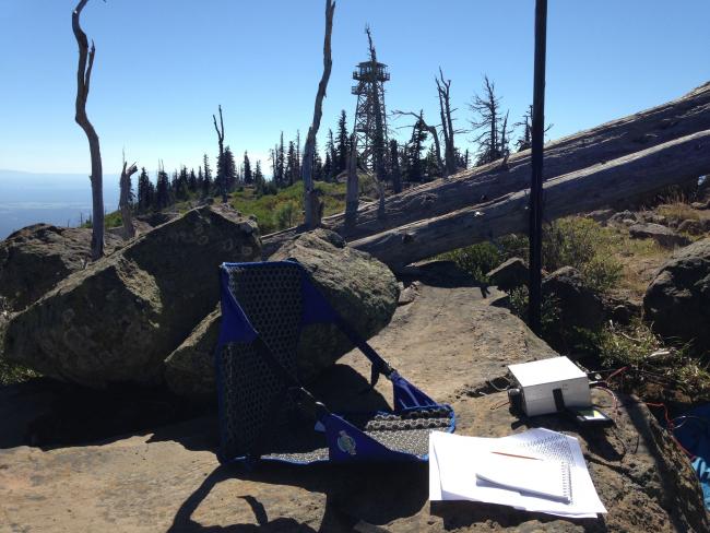 Warm sunny hamshack on the summit