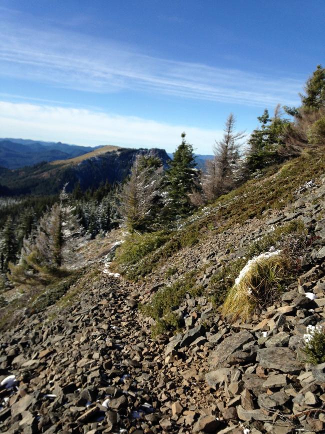 Coffin Mt in distance on the way back down