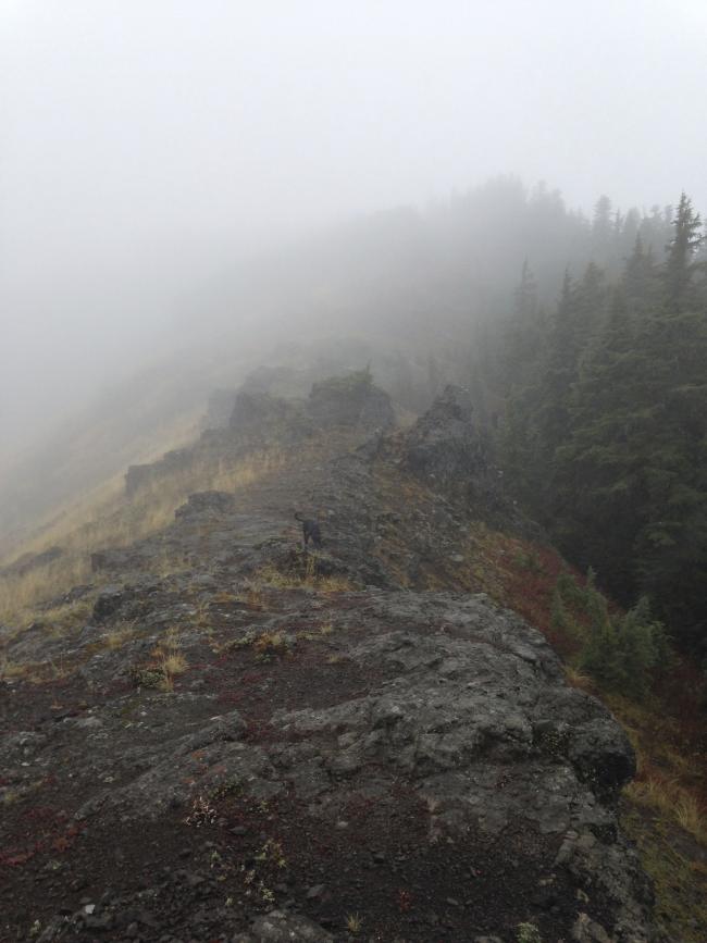 moving northwest along the ridge top