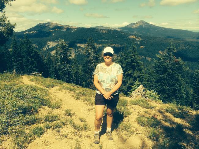 Christina on trail near summit