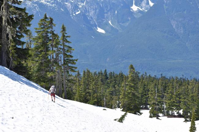 Heading to Boston Pizza in Squamish on a 30C day