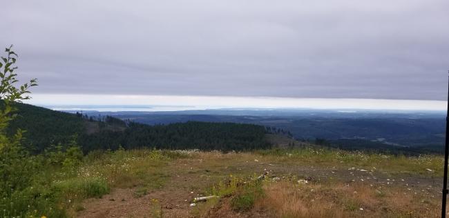 end of road on South side of summit, view looking SE toward Seattle