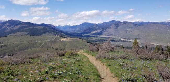 On way back, looking toward Methow Valley and Sun Mountain Lodge