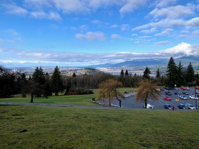 View from Burnaby Mountain looking West. Vancouver visible in the distance.